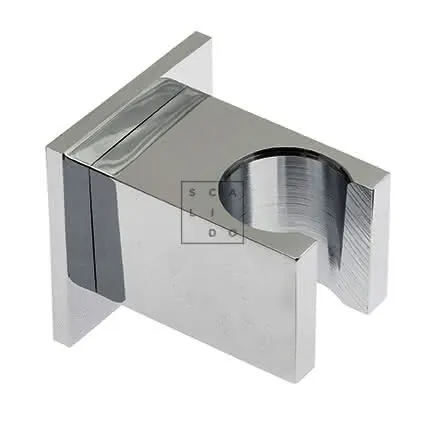 SCALIDO-Wandbrausehalter eckig starr mit Rosette eckig aus Messing verchromt