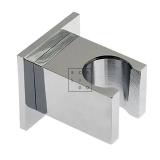 SCALIDO-Wandbrausehalter eckig starr mit Rosette eckig aus Messing verchromt