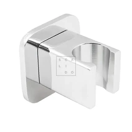 SCALIDO-Wandbrausehalter softedge starr m Rosette softedge aus Messing verchromt