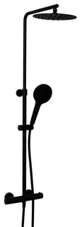 SCALIDO-Showerpipe-Thermostatset rund 1237mm lang Kopf-/Handbrause schwarzmatt