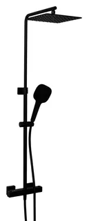 SCALIDO-Showerpipe-Thermostatset eckig 1237mm lang Kopf-/Handbrause schwarzmatt