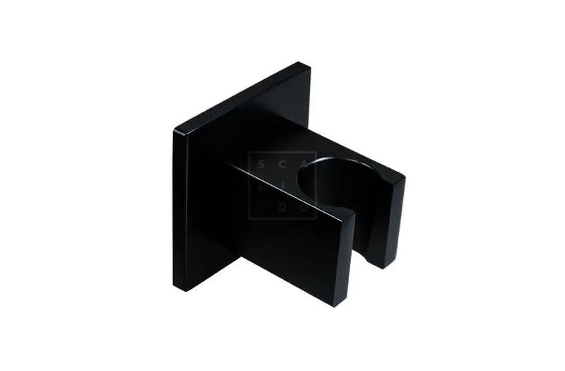 SCALIDO-Wandbrausehalter eckig starr mit Rosette eckig aus Messing schwarz matt