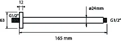 SCALIDO-Decken-Brausearm rund DN 15 (1/2") 165mm lang Messing schwarz matt – Bild 2