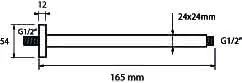SCALIDO-Decken-Brausearm eckig DN 15 (1/2") 165mm lang a Messing schwarz matt – Bild 2
