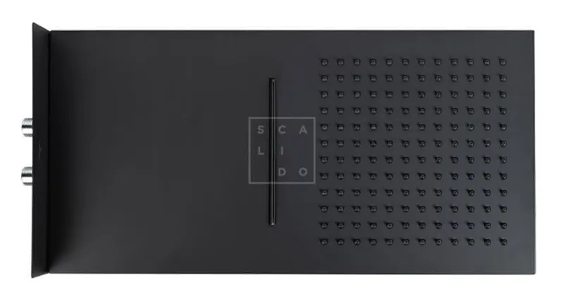 SCALIDO-Regen-Duschboard mit Wasserfall eckig 500x250mm DN 15 Edelstahl schwarz