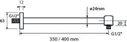 SCALIDO-Wand-Brausearm rund DN 15 (1/2") 400mm lang aus Messing verchromt – Bild 2