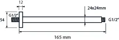 SCALIDO-Decken-Brausearm eckig DN 15 (1/2") 165mm lang aus Messing verchromt – Bild 2