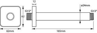 SCALIDO-Decken-Brausearm softedge DN 15 (1/2") 165mm lang aus Messing verchromt – Bild 2