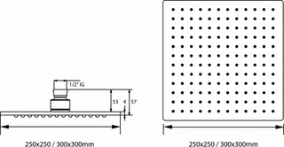 SCALIDO-Kopfbrause eckig 250x250mm DN 15 mit Feinregennoppen Edelstahl poliert – Bild 2