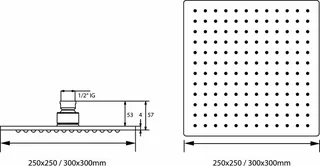 SCALIDO-Kopfbrause eckig 300x300mm DN 15 mit Feinregennoppen Edelstahl poliert – Bild 2