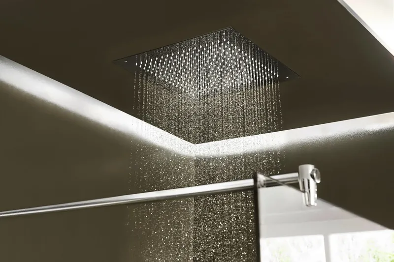 SCALIDO-LED-Brausepaneele f Deckeneinbau eckig 420x420mm DN15 Edelstahl verchromt