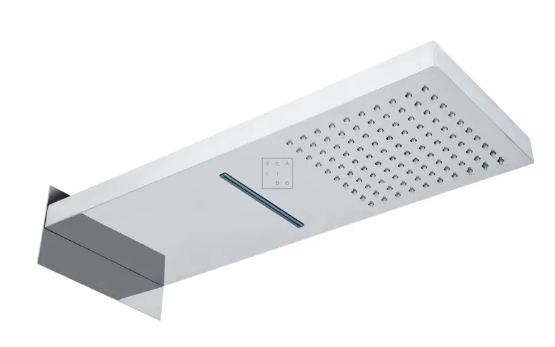 SCALIDO-Regen-Duschboard mit Wasserfall eckig 500x200mm DN 15 Edelstahl poliert