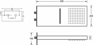 SCALIDO-Regen-Duschboard mit Wasserfall eckig 500x200mm DN 15 Edelstahl poliert – Bild 3