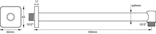 SCALIDO-Wand-Brausearm softedge DN 15 (1/2") 350mm lang aus Messing verchromt – Bild 2