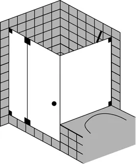 SCALIDO-Flügeltür FE u. Trennwand auf Badewanne SC12.12 bis 1200x1200x2100mm chrom/ESG