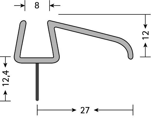 SCALIDO-Duschabtr. Wasserablaufprofil SC316 Karibik 1000mm für Glas 8mm transp