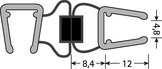 SCALIDO-Duschabtr. Magnetleiste 90 Grad SC321 pendelbar 2010mm für Glas 6/8mm