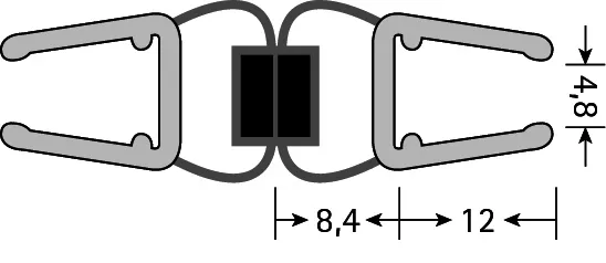 SCALIDO-Duschabtr Magnetleiste 180 Grad SC324 2010mm lang für Glas 6/8mm