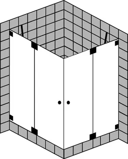 SCALIDO-Eckdusche Pendeltür m. Festelem. SCP10.10 bis 1000x1000x2100mm sw/ESG