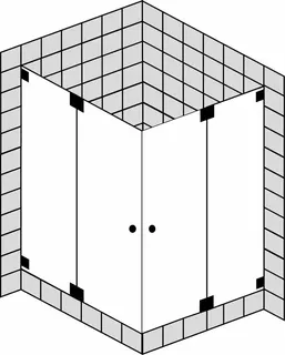 SCALIDO-Eckdusche Pendeltür m. Festelem. SCP10.10 bis 1000x1000x2100mm sw/ESG – Bild 2