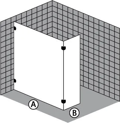 SCALIDO-Trennwand/Walkin m. Festelement SCP32.1 bis 1200x2100mm chrom/ESG