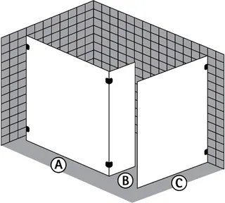 SCALIDO-Trennwand/Walkin m FE und Trenn- wand SCP33.1 bis 1200x2100mm schwarz/ESG