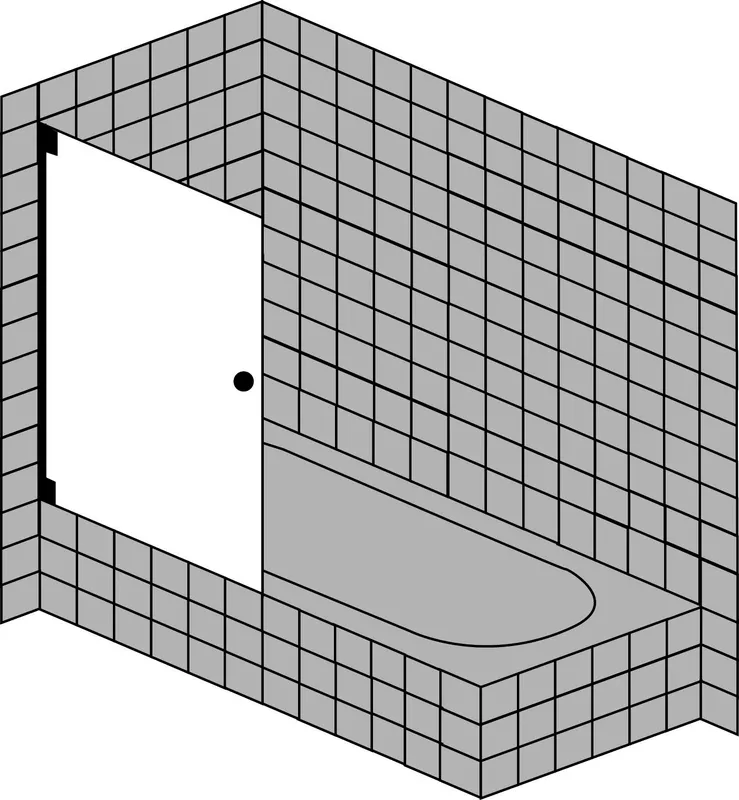 SCALIDO-Pendelfalttür auf Badewanne SCP41.2 bis 1000x1500mm schwarz/ESG