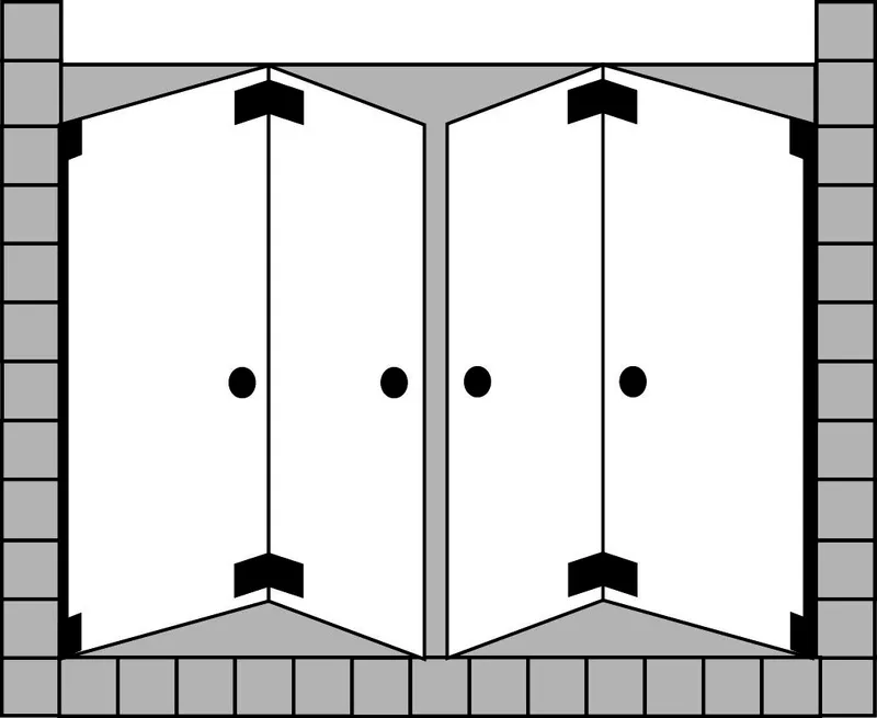 SCALIDO-Doppel-Pendelfalttür 4tl Nische SCP43.1 bis 1100x2100mm chrom/ESG
