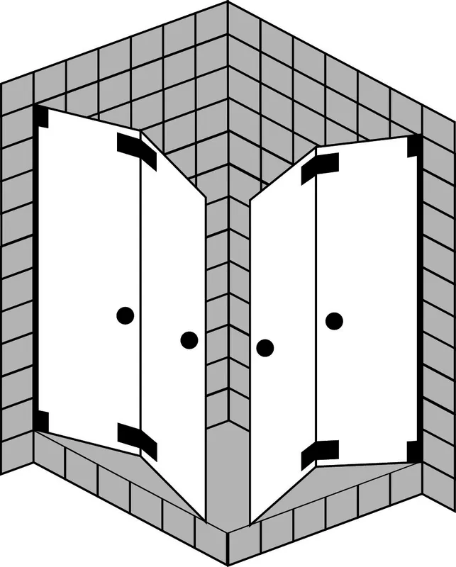 SCALIDO-Pendelfalttüren Eckdusche 4-tlg SCP44.2 bis 1000x1000x2100mm schwarz/ESG