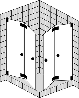 SCALIDO-Pendelfalttüren Eckdusche 4-tlg SCP44.4 bis 1400x1400x2100mm chrom/ESG