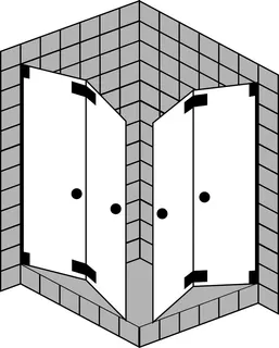 SCALIDO-Pendelfalttüren Eckdusche 4-tlg SCP44.3 bis 1200x1200x2100mm schwarz/ESG