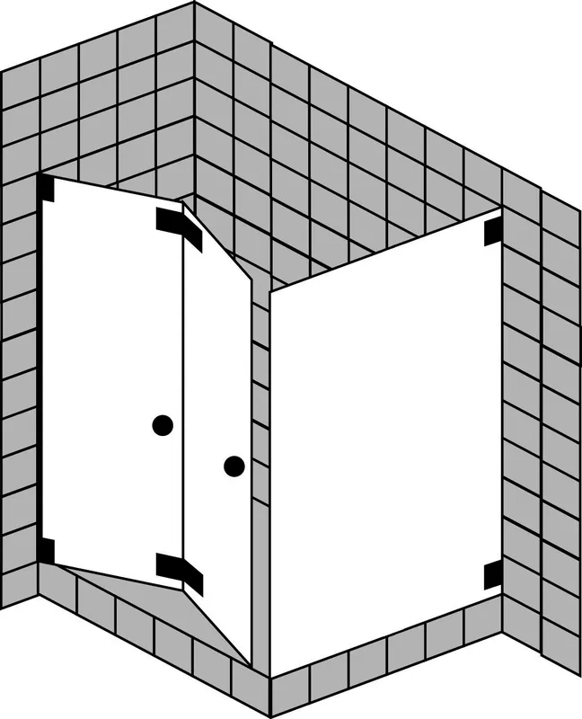 SCALIDO-Pendelfalttür 2-tlg m Trennwand SCP45.1 bis 1000x1000x2100mm chrom/ESG