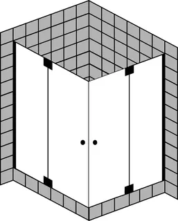 SCALIDO-Flügeltür Eckdusche m Festelem. SCT10 1000x1000x2000mm schwarz/ESG