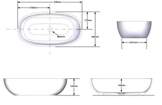 SCALIDO-Mineralguss-Aufsatzschale oval 635x346x169mm weiß – Bild 2