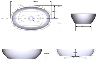 SCALIDO-Mineralguss-Aufsatzschale oval 480x301x120mm weiß – Bild 2