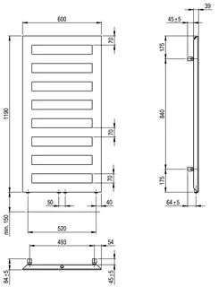 SCALIDO-Designbadheizkörper D1 wasserfü. 50mm BH 1190mm BL600 mm Farbkategorie 2 – Bild 2