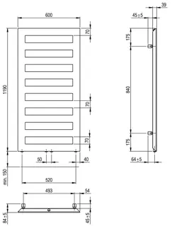 SCALIDO-Designbadheizkörper D1 wasserfü. 50mm BH 1190mm BL600 mm schwarz matt – Bild 2