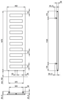 SCALIDO-Designbadheizkörper D1 wasserfü. 50mm BH 1470mm BL450 mm Farbkategorie 2 – Bild 2