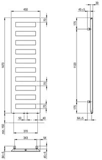 SCALIDO-Designbadheizkörper D1 wasserfü. 50mm BH 1470mm BL450 mm RAL 9016 weiß – Bild 2