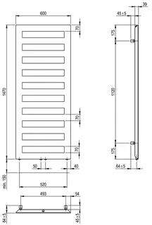 SCALIDO-Designbadheizkörper D1 wasserfü. 50mm BH 1470mm BL600 mm Farbkategorie 2 – Bild 2