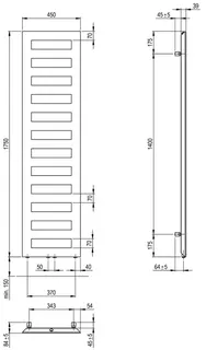 SCALIDO-Designbadheizkörper D1 wasserfü. 50mm BH 1750mm BL450 mm RAL 9016 weiß – Bild 2