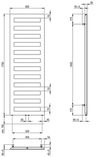 SCALIDO-Designbadheizkörper D1 wasserfü. 50mm BH 1750mm BL600 mm Anthracite – Bild 2