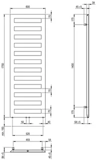 SCALIDO-Designbadheizkörper D1 wasserfü. 50mm BH 1750mm BL600 mm RAL 9016 weiß – Bild 2