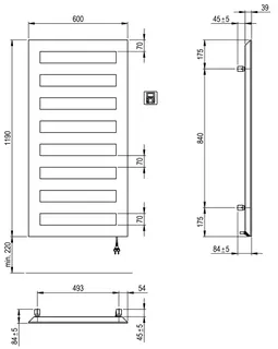 SCALIDO-Designbadheizkörper D1-E Elektro BH 1190mm BL600 mm RAL 9016 weiß – Bild 2