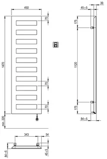 SCALIDO-Designbadheizkörper D1-E Elektro BH 1470mm BL450 mm RAL 9016 weiß – Bild 2