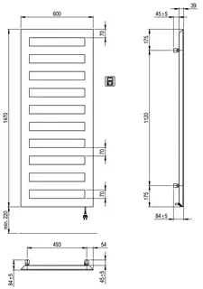 SCALIDO-Designbadheizkörper D1-E Elektro BH 1470mm BL600 mm Farbkategorie 2 – Bild 2