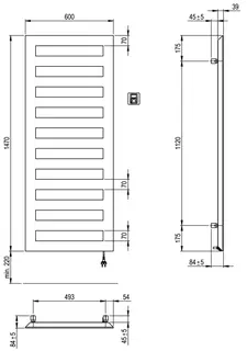 SCALIDO-Designbadheizkörper D1-E Elektro BH 1470mm BL600 mm Volcanic – Bild 2