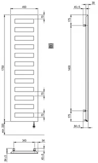 SCALIDO-Designbadheizkörper D1-E Elektro BH 1750mm BL450 mm RAL 9016 weiß – Bild 2