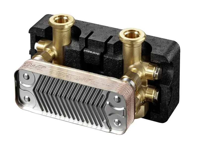 comfort-Wärmeübertrager Regumat 14 Platt bis 14 kW mit Anbau-Set und Isolierung