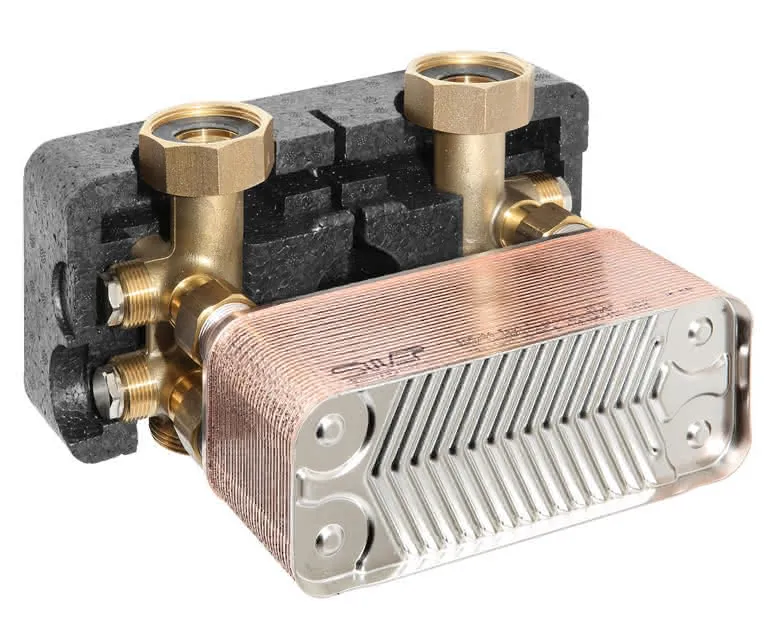 comfort-Wärmeübertrager Regumat 30 Platt bis 28 kW mit Anbau-Set und Isolierung